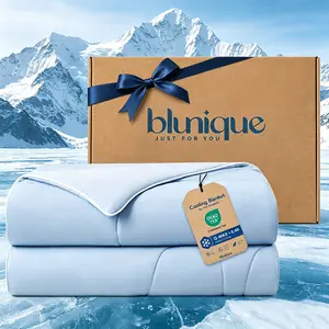 【Memorial Day Deals】Blunique Double Sided Cooling Blanket, Summer Bedding Cold Air Conditioning Blanket, For hot sleepers ,Lightweight Breathable Soft Reversible Cooling Blanket for Sleeping, Cozy Room Accessories,Gift for Supesided Cooling Blanket
