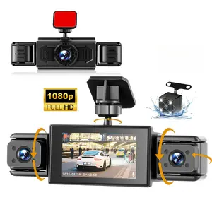 4 Channel Dash Cam Front and Rear Inside Left Right, Dash Camera for Cars, Touch Screen 3", Night Vision, 24/7 Recording Parking Mode Monitor Reversing Help,option memory card