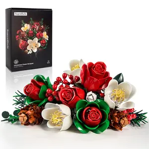 Supreowls DIY Christmas Brick Bouquet – Festive Red & Green Holiday Flower Set for Adults, Cozy Winter Decor or Christmas Gift for Christmas Lovers