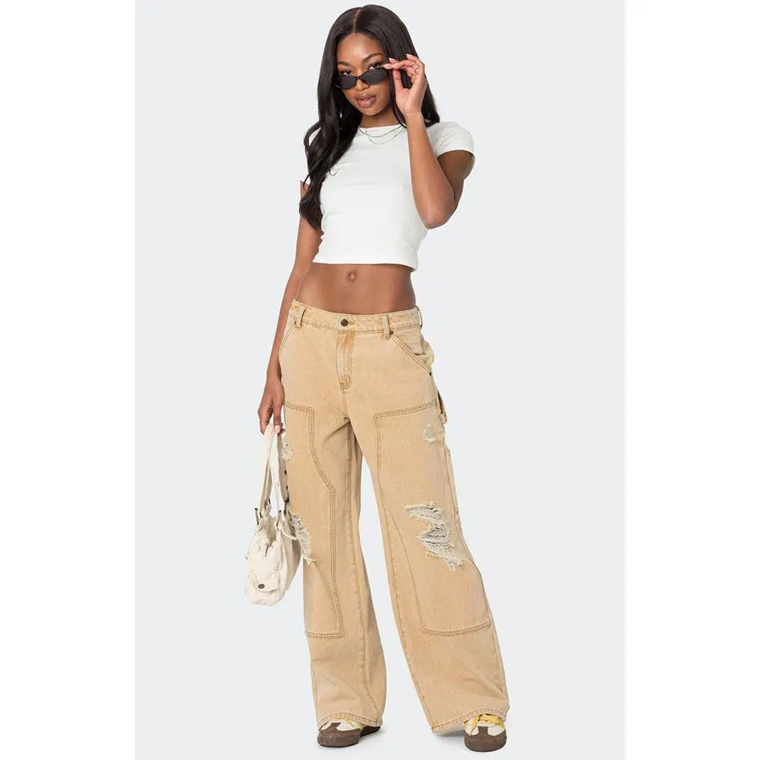 Edikted Women's Alibi Distressed Carpenter Jeans