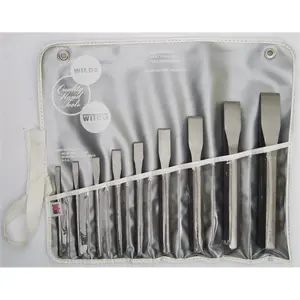 212 MAIN Wilde Tool CC 5.NP/VP 5-Piece High Carbon Moly Steel Cold Chisel Set, Polished Natural Finish, Vinyl Pouch, for DIY Woodworking Projects