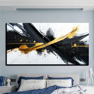 Framed Black and White Abstract Canvas Wall Mural - Solid Pine Wood Frame, Thickness 1.5 Inches, Suitable for Living Room and Home Office Decoration