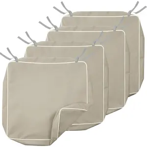 Outdoor Cushion Slipcovers Patio Chair Seat Cushion Covers Set 4  Fade Resistant 19 x 19 x 4 inch, Beige