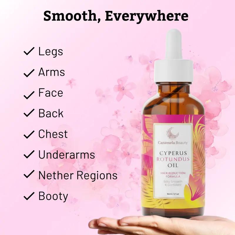 Caramela Beauty Cyperus Rotundus Oil 60ml/2oz | Natural Hair Reduction & Skin Smoothing Treatment