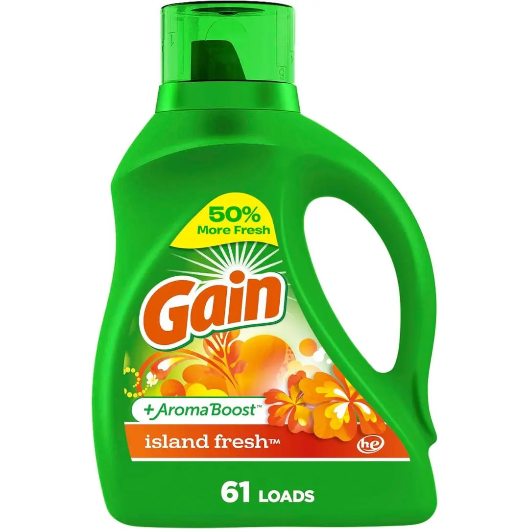 Gain + Aroma Boost Liquid Laundry Detergent, Island Fresh Scent, 61 Loads, 88 oz, HE Compatible