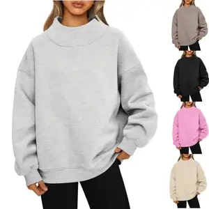2025 Women's Fleece Sweatshirt - Long Sleeve High Neck Pullover |       Fall-Winter Casual Mock Neck Hoodie Top