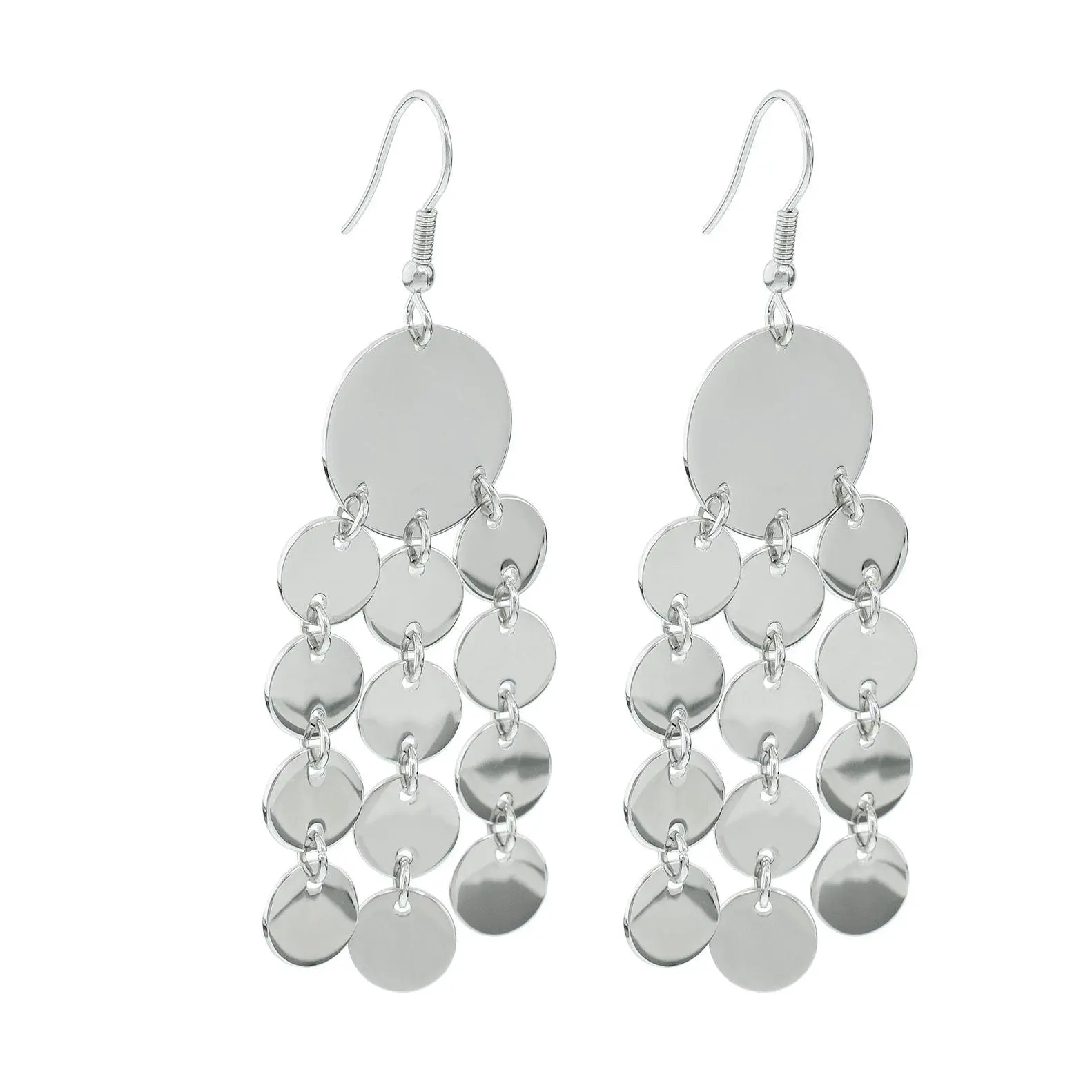 Steel by Design Mirror Disc Chandelier Earrings Steel by Design Mirror Disc Chandelier Earrings