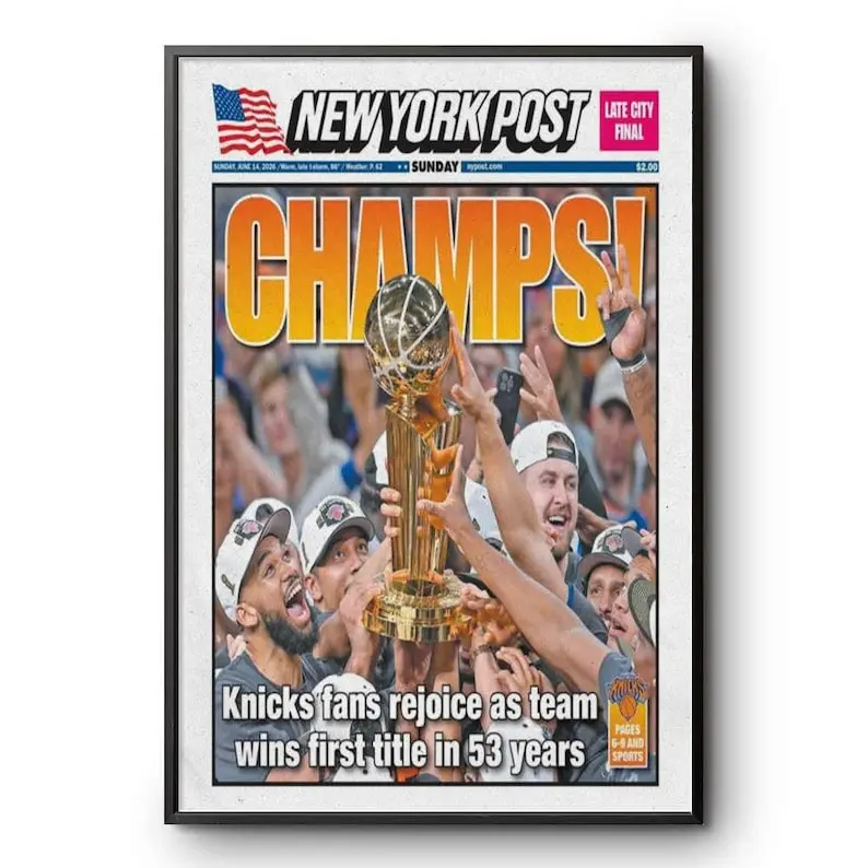 New York Knicks NBA Championship Paper Poster - 53-Year Basketball Sports Wall Art, Home Decor Print, Room Photo Artwork