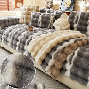 1pc Multi - Color Faux Fur Sofa Cover Set, Ultra - Soft Plush Couch Protector with Anti - Slip Design, Ideal for Living Room Home Decor, Sofa Slipcover, Universal Sofa Protector, Decorative Sofa Protector, Sofa Couch Covers