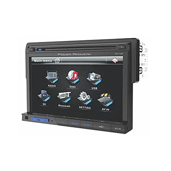 Power Acoustik 1DIN Car Touchscreen DVD-MP3 Receiver with Detachable Face, USB-SD, Bluetooth Ready, Smartphone Compatibility, RCA Outputs, Subwoofers Support, Backup Camera Integration