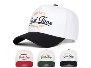 Here For A Good Time Embroidered Trucker Hat, Casual Street Fashion Baseball Cap
