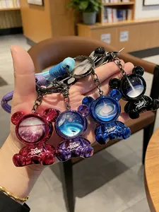 2 Pcs Cool Starry Bear Keychain Backpack Pendant, Mother's Day Father's Day Day Gift, Unisex Electroplated Car Key Chain