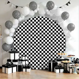 7.2FT Round Backdrop Cover Round Arch Covers Polyster Circle Balloon Arch Backdrop Cover forWedding Birthday Party Ceremony Decor（without bracket） graduation decor