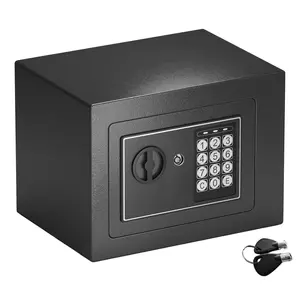 Digital Keypad Safe - Steel Cash Box with Lock, Adjustable Shelf, 2 Emergency Override Keys, 4 AA Batteries for Home Office Use