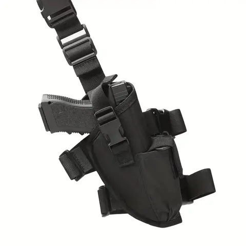 Right-Hand Adjustable Drop-Leg Tactical Holster with Magazine Pouch, Universal Quick-Draw Secure Hold, Hunting & Outdoor Recreation Gear, Adjustable Leg Holster