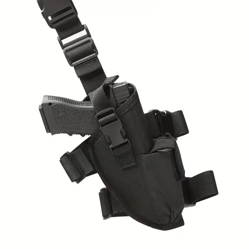 Right-Hand Adjustable Drop-Leg Tactical Holster with Magazine Pouch, Universal Quick-Draw Secure Hold, Hunting & Outdoor Recreation Gear, Adjustable Leg Holster
