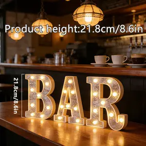3-Piece Glowing Letter Light Bars, Battery-Powered LED Letters for Home Bar, Party Decor, Party Decoration Supplies, Birthday, Wedding, Christmas Lights