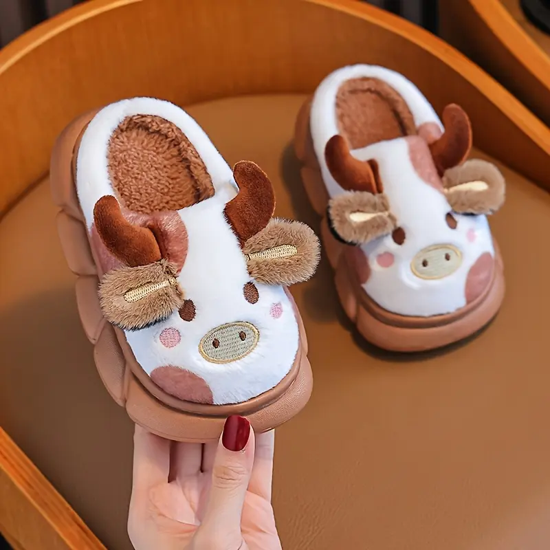 Crazy Cow Big Ears Slippers Full Set Sizes for Boys, Girls & Adults, Parent-Child Matching Autumn/Winter Indoor Home Cute Milkmaid,  Indoor Footwear, Playful Design, Lightweight Slippers, Breathable Material, Unisex Slippers, Family Matching Set, Family