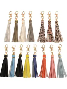 PU Leather Tassel Keychain, Silicone Bead Bracelet Keychain Accessory, Mother's Day Gift, Card Bag Charm, 1pcs