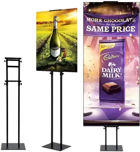 Poster Stand for Display Double-Sided Heavy Duty Sign Stand Holder Floor Freestanding Poster Board Stand with Base Adjustable Height Up to 75inches for Board & ,Black