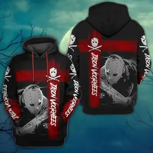 Voorhees 3D Hoodie, Horror Unisex Hoodie, Adult Hoodies, Friday the 13th, Voorhees 3D All Over Print , Gift For Halloween