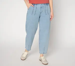 LOGO by Lori Goldstien Tall Indigo Barrel Leg Ankle Jeans