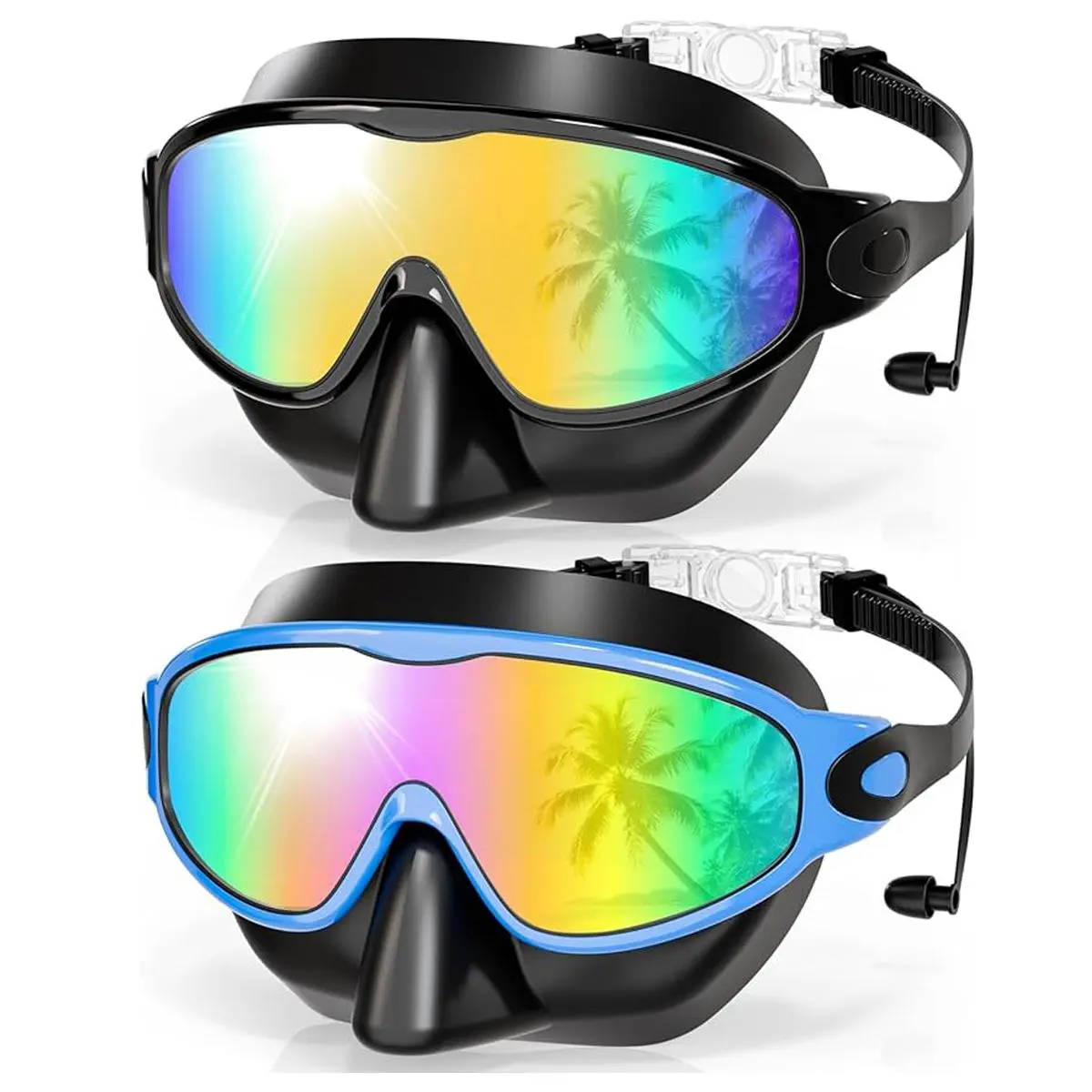 Aegend Kids Swim Goggles (2-Pack) - Silicone Swimming Goggles with Wide Panoramic HD Vision, Anti-Fog, UV Protection, Soft Nose Cover, Leak-Free Comfort, Hair-Friendly Quick Adjust Clips, Secure Fit for Ages 3-14