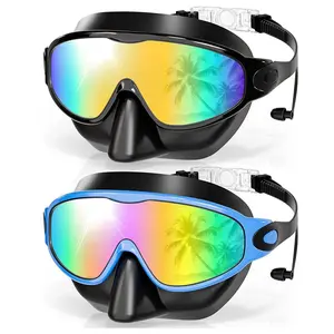 Aegend Kids Swim Goggles (2-Pack) - Silicone Swimming Goggles with Wide Panoramic HD Vision, Anti-Fog, UV Protection, Soft Nose Cover, Leak-Free Comfort, Hair-Friendly Quick Adjust Clips, Secure Fit for Ages 3-14