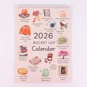 2026 Wish List Doodle Typography Calendar, Small Monthly Planner, Vertical Grid, Thick Paper, Holidays & To-Do Notes, Perfect Christmas Gift