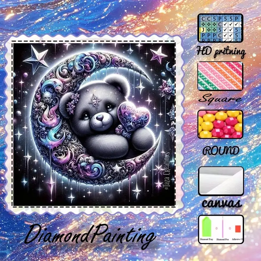 5D-DIY, advanced velvet canvas, diamond art, diamond painting kit, starry sky AB drills, fairy dust drills, crystal drills, perfect home decoration, handmade diamond art painting kit, special craft diamond art kit, Round, Handcraft