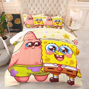 Spongebob Pattern Comforter Set, Soft And Durable Quilt Bedding Set, Includes 1 Comforter And 1 Or 2 Pillowcases, Daily Holiday Birthday Gift Bedroom Decor For Kids And Adults