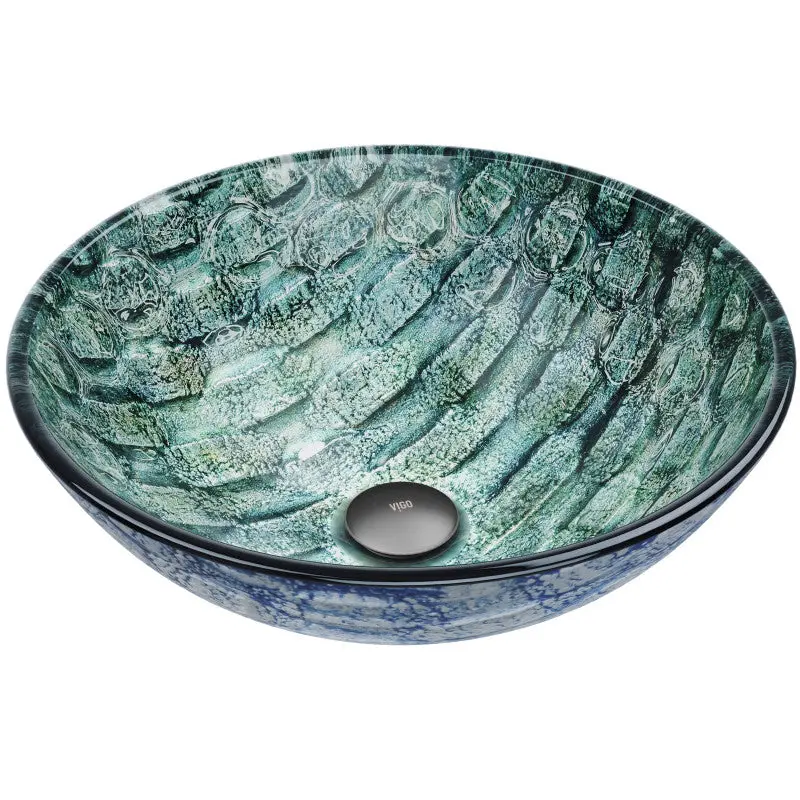Crystalline Oceania Vessel Sink – Tempered Glass, Above-Counter Round Design, Polished Finish, Scratch Resistant, cUPC Certified