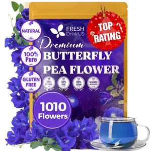 FreshDrinkUS, Premium 1010+ Butterfly Pea Flowers, 100% Natural & Pure from Whole Blue Butterfly Pea Flowers, Wildcrafted, Dried Blue Butterfly Pea Flowers Herbal Tea, No Gluten, Vegan