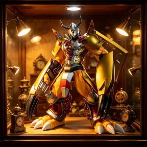 One Piece Digimon WarGreymon Figure, Battle Pose with Metallic Armor Details， WarGreymon Collectible Statue, Ultimate Form with Premium Paint Finish，Anime Digimon WarGreymon Figure, Dynamic Battle Form for Desk Display, Collectible Figurines