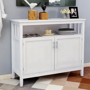 Kitchen Storage Sideboard Buffet Server Cabinet with Doors and Shelves, White Freestanding Dining Room Cupboard for Living Room, Entryway, Hallway Organizer, 1-Pack, Home Furniture and Household Product Search Terms for US Online Shopping