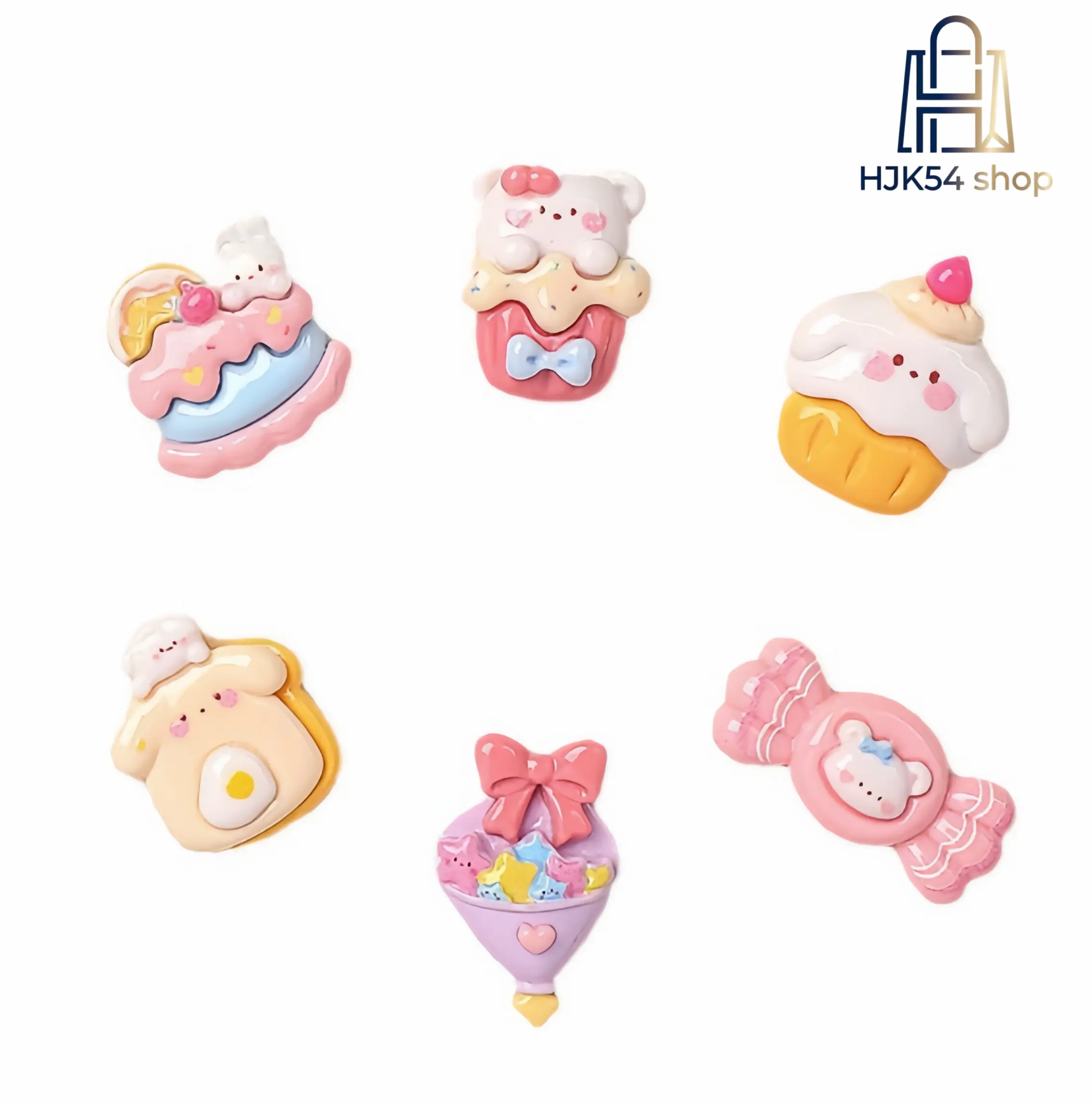 Kawaii Resin Charms, Cute Flatback Cabochons with Cupcake & Animal Shapes for DIY Crafts & Scrapbooking, Easy Attach Embellishments, Crafting Ideas, Animal Resin, Food-Themed Embellishments, Mini