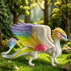Rainbow Wing Flying Dragon Model, Mythical Creature Ornament, Safe Plastic Material, Desktop Decoration, Cake Decor, Collectible Gift