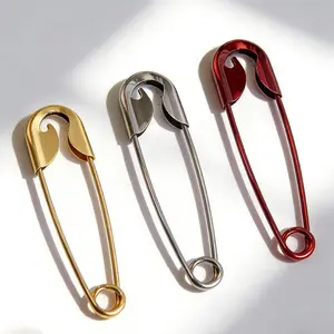 Monarch Mega Safety Hairpin 3 Pack (Gold, Silver, Red), Oversized Safety Pin Hair Clip for Women, Viral TikTok 2026 Y2K Hair Accessory, Large No-Slip Hair Barrette for Thick Hair Easy Updos Buns, All Day Hold Hair Styling Essential, Casual, Plain