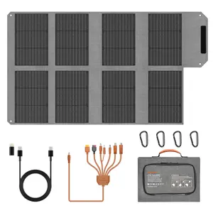 MHPOWOS ETFE Portable Solar Panels for Power Station Generators, 120W / 80W / 40W Foldable IP65 Waterproof Solar Battery Charger with UCB C to USB C / Lightning,  7 in 1 cable for Camping Hiking Tablets iPhone, iPad