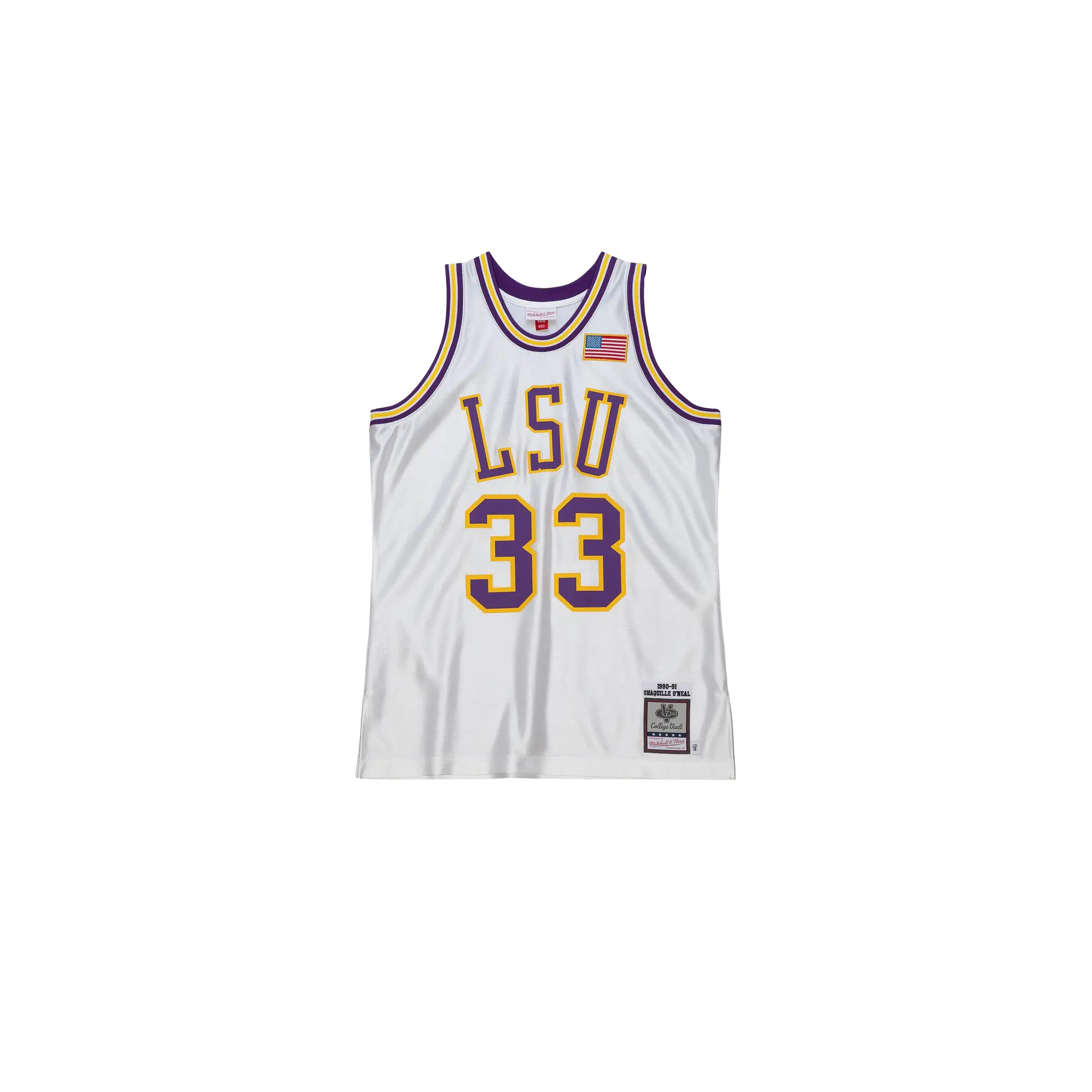 NCAA Jersey "LSU Tigers 1990 Shaquille O'Neal" AJY54489 LSU90SONWHIT