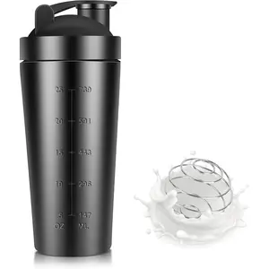 25 oz stainless steel protein shaker with mixing ball and filter | Durable leak proof shaker for protein shaker, pre workout, and fitness - stylish metal shaker designRAIMENTRY