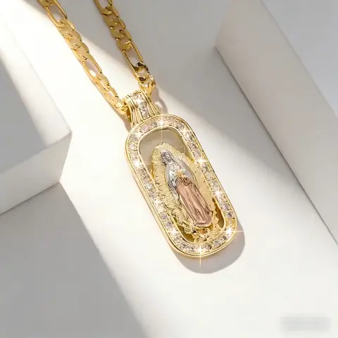 1pc 14 Karat Gold Glossy Dainty Pendant Necklace - 1-Piece Spiritual Jewelry with Spiritual Significance, Holiday Gift-ready Unisex Religious Accessory, Sohochic 14 Karat Gold Necklaces Christmas Gift