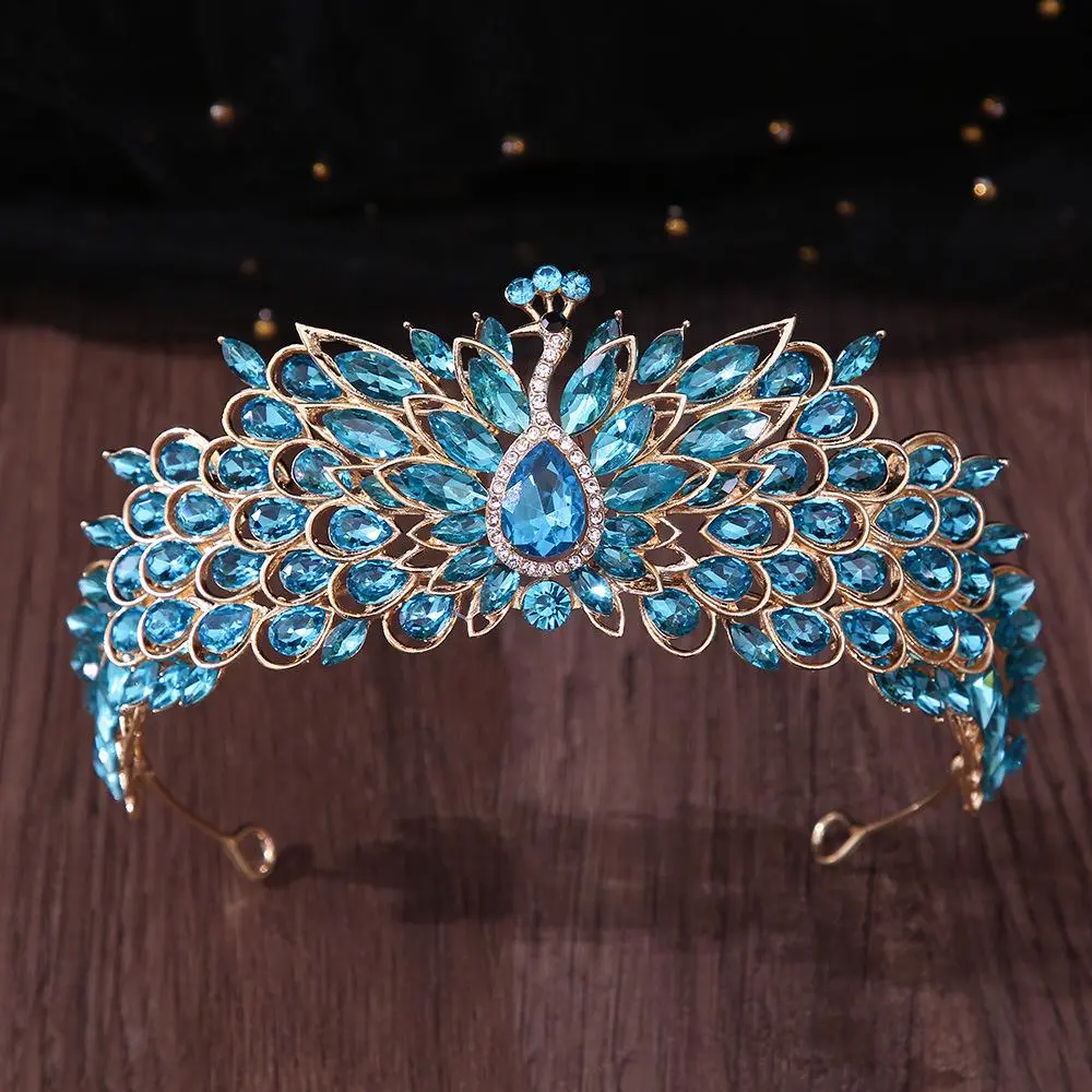 Luxury Peacock Crystal Rhinestone Tiaras Party Pageant Wedding Crowns Headbands Costume Hair Dress Jewelry Accessories