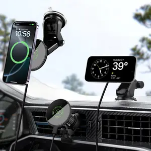 2 in 1 Fast Charging Magnetic Car Charger Mount Phone Holder, 15W Magnetic Wireless Car Charger for iPhone 17 16 15 14 13 12 Pro Max/Plus/Mini