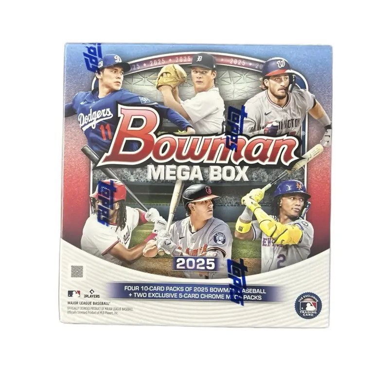 Bowman 2025 Baseball Mega Box - Four 10-Card Packs & Two Exclusive 5-Card Chrome Packs - Collectible Trading Cards