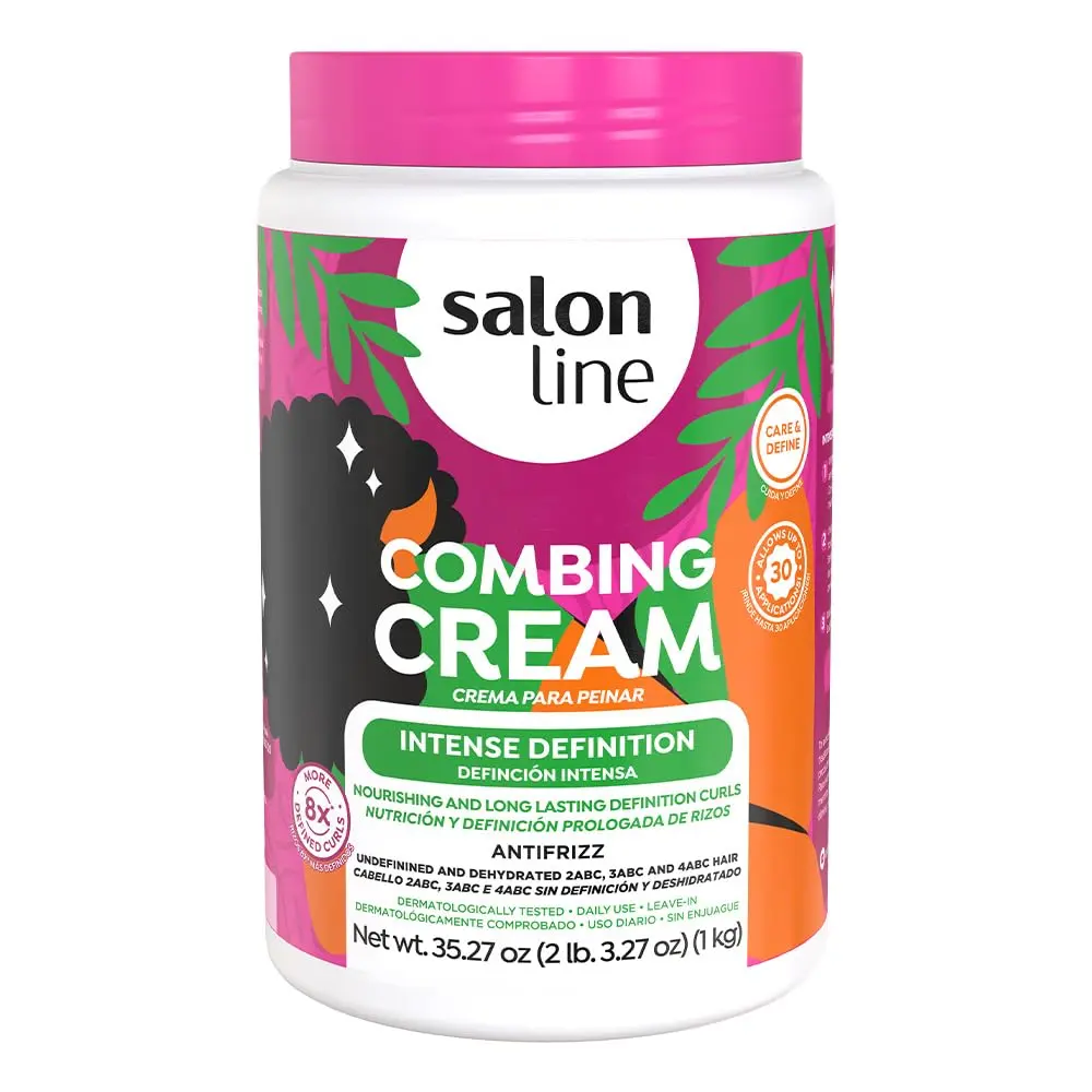 Salon Line Hair Type 3-4 ABC - Hydrate Curls, Eliminate Frizz, For Curly Hair Intense Definition Styling Cream, Wavy, 2 IN 1 Conditioning Treatment Cream and Cream To Comb 35.27 Oz 1Kg