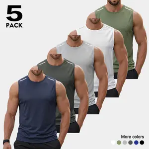 5-Pack Men's Casual Sport Tank Top Round Neck Sleeveless Breathable Quick Dry Gym Workout Running Top