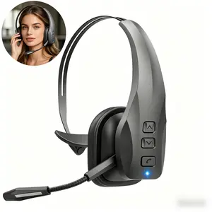 Over-Ear Wireless Headset with Dual Noise Cancelling Microphone, Mute Button, 50H Battery Life, Adjustable Fit, Type-C Charging, Protection, Streaming Compatibility, Mobile&PC Compatible Trucker Headphones for Cell Phones & Computers