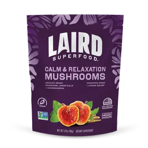 Laird Superfood Calm & Relaxation Mushrooms Organic Reishi Lemon Balm Ashwagandha 3.5oz Dietary Supplement for Stress Relief & Balanced Mood Support