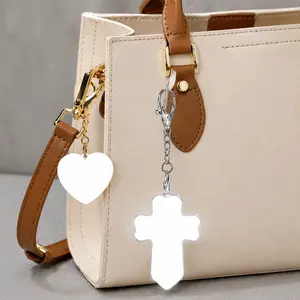 Cross-shaped LED sensor light, automatic sensor wallet light for women, USB rechargeable bag light, automatic on/off, portable night light for women, ideal gift for Valentine's Day, birthdays, and Christmas, event accessory, cross design.
